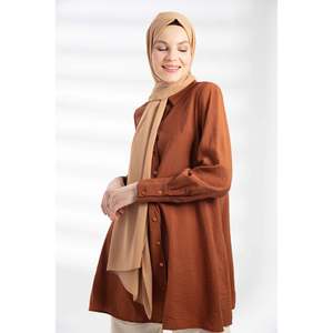 Chal de crepé color camel para mujer, estilo de Oriente Medio, bufanda ligera, elegante accesorio para hiyab - Product Image 5