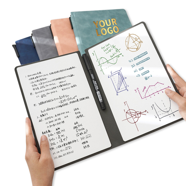Eco-friendly A5 Notebook Erasable Whiteboard with Pen Leather Cover Pen Memo Pad and Writing Board Foldable Whiteboard