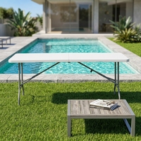 Table pliante en plastique moulé par soufflage de 1,80 m, moderne, simple, empilable, imperméable, portable, pour l'extérieur, pour conférences
