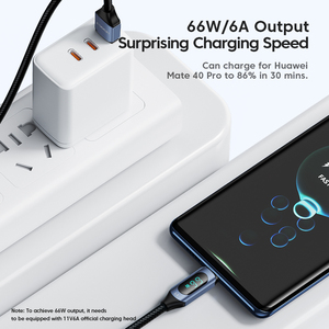 Câble de charge rapide Toocki 66W à haute vitesse, 6A à courant élevé, affichage numérique, puce intelligente intégrée pour <span class=keywords><strong>Huawei</strong></span>/<span class=keywords><strong>Honor</strong></span>, charge quotidienne - Product Image 5