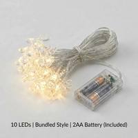 Mini guirlandes lumineuses LED en forme de rennes, 10 lumières LED alimentées par piles avec câble transparent pour la décoration de fenêtres et de murs de Noël