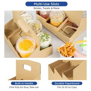 Portavasos <span class=keywords><strong>de</strong></span> Papel Desechable Impermeable, Plegable, con Asa, Cajas para Llevar <span class=keywords><strong>Bebidas</strong></span> y Café - Product Image 3
