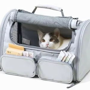 Free Sample Pet Bag for Outgoing Breathable Chest <b>Cat</b> Bag Canvas <b>Cat</b> <b>Backpack</b> Large Capacity Double Shoulder Dog Bag - Product Image 3