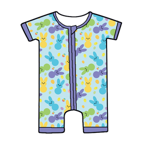 Sıcak Satış Bambu Kumaş Özel Baskılı Bebek Pijamaları Yazlık Tek Parça Kısa Tulum - Product Image 3