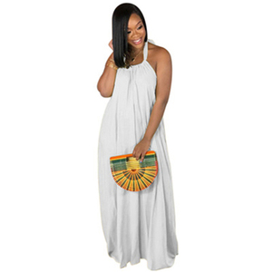 Vestido de verano de <span class=keywords><strong>mujer</strong></span>, Sexy, fino y ligero, <span class=keywords><strong>espalda</strong></span> abierta, ancho, suelto, Color sólido - Product Image 2