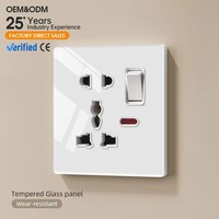 KESHIQI Prise murale ultra-mince de type 86, verre trempé, cuivre de haute qualité, 2 prises, 16A 250V, durable, installation facile, vente chaude