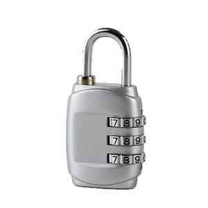 กุญแจล็อคแบบผสมโลหะผสมสังกะสี 3 หลัก ปรับตั้งรหัสได้ สำหรับการเดินทางและการใช้งานกลางแจ้ง สีเงินโครเมียม - Product Image 1