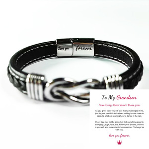 Madre e figlio per sempre collegati insieme braccialetto in pelle intrecciata braccialetti magnetici in acciaio inossidabile da uomo braccialetto regalo di compleanno per lui - Product Image 4