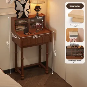 Table de maquillage <span class=keywords><strong>vintage</strong></span> française en bois massif moderne avec 2 tiroirs MYUZ MYUZ-COCO-040 Porte à panneau plat Meubles de maison Salon - Product Image 6