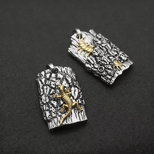 <span class=keywords><strong>Collar</strong></span> de Acero Inoxidable Chapado en Oro Vintage con Textura de Corteza Gótica, Escorpión y Lagarto, Joyería Fina de Moda para Hombre, Venta al por Mayor - Product Image 1