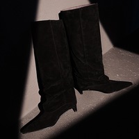 Bottines d'hiver à talon aiguille et bout pointu pour chaton