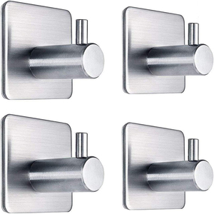 Ganci Adesivi Resistenti, Set da 4, Ganci da Parete Impermeabili in Acciaio Inox per <span class=keywords><strong>Bagno</strong></span>, Appendiabiti per Cappotti, Cappelli, Asciugamani, Accappatoi - Product Image 2