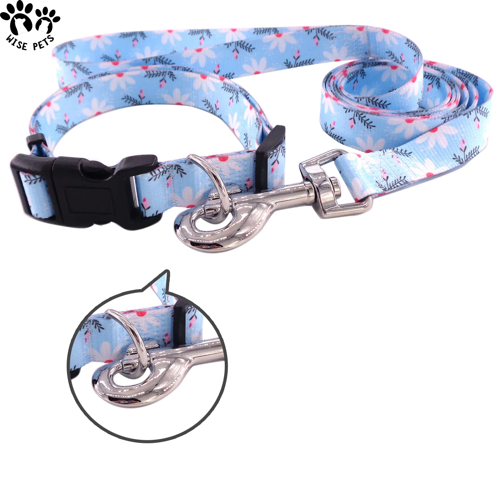 Personalized Design Dog Collar Lead Set Sublimation Printing Customized Logo Factory Dog Collar Leash