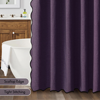 Rideau de douche en faux lin, bordure noire festonnée, tissu résistant, lavable, imperméable, écologique pour la salle de bain