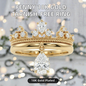 Bague Fenny plaquée or 18 carats haut de gamme, anti-ternissement, design français, émail crème, tendance, en forme de D, pour femme - Product Image 2