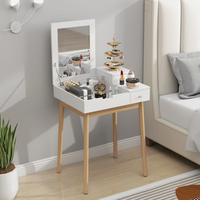 Ensemble de coiffeuse moderne en bois blanc durable avec 3 tiroirs, miroir LED, loupe 3X/5X et tabouret pour salon - Vente en gros