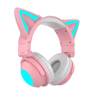 Grosir Earphone Nirkabel 2022 Anak-anak Peri Lucu BtV5.0 Earphone Telinga Kucing Headphone Headset