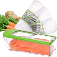 Ensemble de râpes et trancheuses manuelles pour légumes Green Spaceship, coupe-fruits et légumes avec 4 lames en acier inoxydable