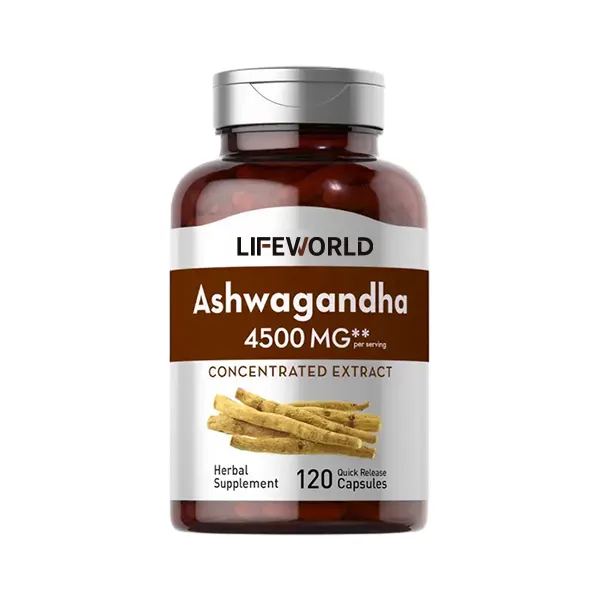 Lifeworld OEM Ashwagandha bổ sung Ashwagandha chiết xuất từ rễ bột 2100mg ksm-66 Ashwagandha viên nang