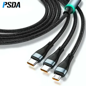 Cavo dati USB PSDA 3 in1 6A 100w per caricabatterie rapido per telefono cavo di ricarica Type-c per cavo Micro USB Poco X4 Pro Xiaomi