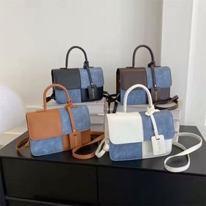 I-0302 Bolsos de Mano de Moda al por Mayor para Mujer, de Cuero PU, Cuadrados, Tipo Bandolera, de Color Liso con Bloques de Color, Bolsos de Hombro - Product Image 1