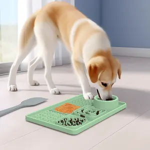 Campione gratuito tappetino per leccare il cane in Silicone tappetino per leccare il cane da compagnia tappetino antiscivolo per leccare gli animali domestici con spatola