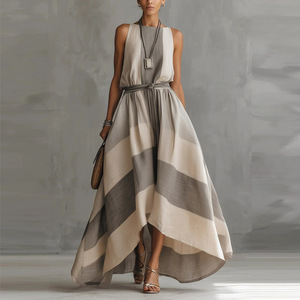 Abbigliamento Generale per <span class=keywords><strong>Negozi</strong></span> Indipendenti 2026 Moda Europea e Americana Abito Lungo Elegante a Righe Senza Maniche per <span class=keywords><strong>Donna</strong></span> - Product Image 1