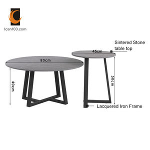 Mobili da soggiorno <span class=keywords><strong>tavolino</strong></span> da salotto in metallo <span class=keywords><strong>nero</strong></span> con gambe <span class=keywords><strong>tavolino</strong></span> da caffè <span class=keywords><strong>tavolino</strong></span> centrale in pietra sinterizzata grigia - Product Image 3