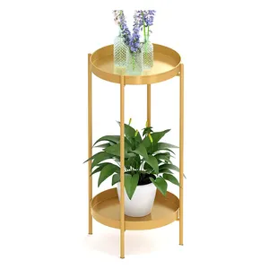 Support pour plantes en métal vente en gros étagères de support de pots de fleurs d'angle modernes avec 2 présentoirs amovibles