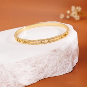 Geometric <b>Copper</b> <b>Bracelet</b> Gold Color Channel Setting Women's Gift Jewelry - Product Image 4