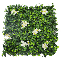 50*50CM dinding rumput PE pernikahan rumah daun hijau Panel rumput dinding bunga buatan putih