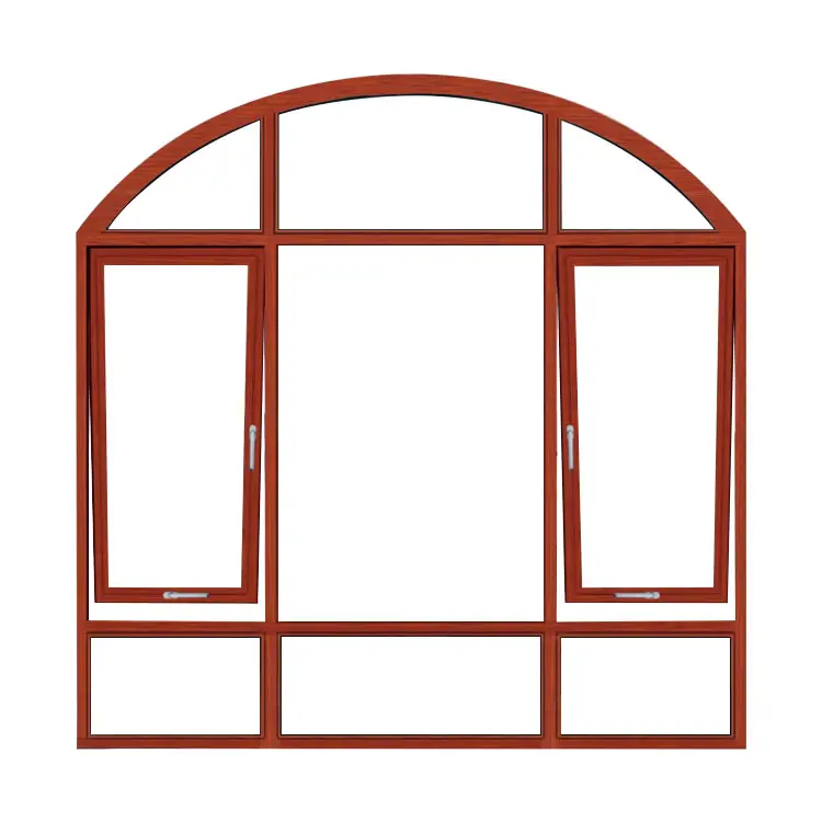 Wood grain double glass aluminum tilt turn window