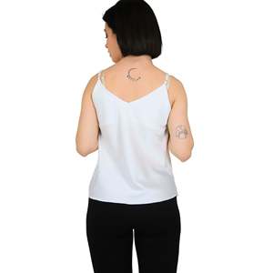 Haut sans manches blanc pour femme, col en V, léger, décontracté - Product Image 3