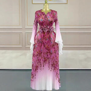 Robe de soirée d'automne pour femme, décontractée, à manches longues, col en V, 100% polyester - Product Image 3