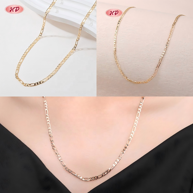 Hengdian Wholesale Men's Women18k Gold Link Chain Necklace Vintage Style Copper Jewelry for Parties