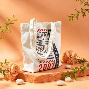 Sac fourre-tout en toile blanche imprimé sur mesure, sac de courses réutilisable en coton, sac cadeau promotionnel pour les campagnes d'entreprise - Product Image 5