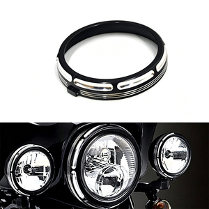 Anillo embellecedor para faro de motocicleta de 7 pulgadas para Harley, cubierta protectora decorativa de aluminio CNC para faro, color negro - Product Image 2