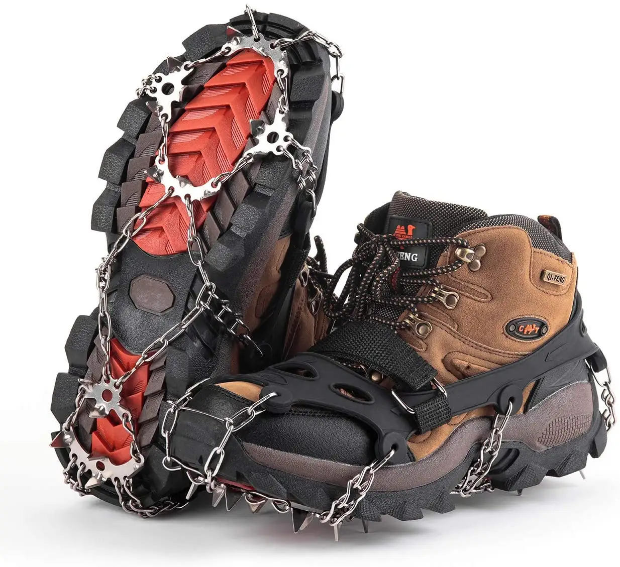 Bán buôn trượt tuyết crampons tốt nhất microspikes 19 móng vuốt chống trượt chuỗi crampons đi bộ đường dài Spikes Ice crampons cho giày