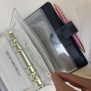 Новинка, оптовая продажа, прочный толстый мягкий многоразовый ПВХ-Папка с 6 отверстиями, прозрачный чехол с двойным карманом для наличных денег - Product Image 1