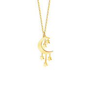 Collier de lune et d'étoile en couches d'acier inoxydable poli élevé, collier de lune et d'étoile en argent à la mode pour les femmes
