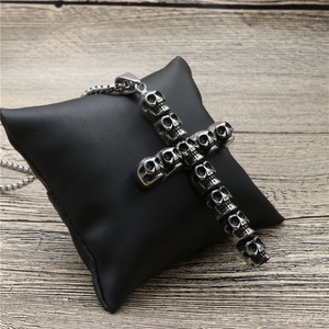 yunnique Skull <b>Cross</b> Pendant Necklace Stainless Steel Unisex Fashion Jewelry Gift - Product Image 2