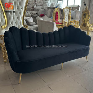 โซฟาผ้ากำมะหยี่สีเขียวมรกตสีเขียวมรกตสำหรับรับแขกในงานแต่งงานดีไซน์โค้งเรียบ - Product Image 3