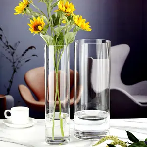 Customize High Quality Simple Cylinder Glass Vase Home Decoration Glass Vase Thickened Clear Glass Vase