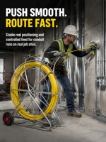Tire-câble robuste en fibre de verre avec chariot enrouleur pour le tirage de câbles dans les conduits et les fosses