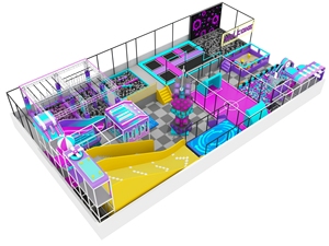 Aire <span class=keywords><strong>de</strong></span> jeux intérieure commerciale pour enfants : trampoline, parcours ninja, toboggans, piscine à balles, tour d'escalade, bac à sable, zone sportive - Product Image 1