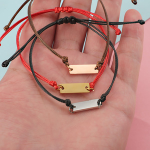 Pulsera tejida con colgante <span class=keywords><strong>de</strong></span> tira larga <span class=keywords><strong>de</strong></span> acero inoxidable brillante grabado DIY para parejas, regalo <span class=keywords><strong>de</strong></span> los <span class=keywords><strong>mejores</strong></span> amigos, correa <span class=keywords><strong>de</strong></span> muñeca ajustable - Product Image 4