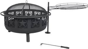 Outdoor Fireplace Garden Camping Wood Burning Fire Pit With Removable Cooking Bbq Grill