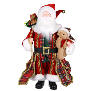 Statue de Père Noël rustique à carreaux écossais pour centre de table de Noël, pièce unique pour la décoration de bureau - Product Image 3