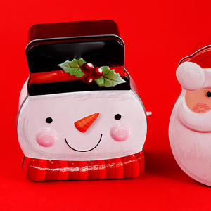 Cajas de lata de galletas decorativas de Navidad con impresión CMYK de alta calidad, caja de lata de Metal con forma de Papá Noel 3D, caramelos, caja de hojalata de goma de mascar de Chocolate - Product Image 2