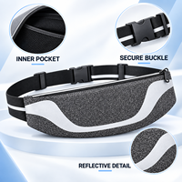 Yansıtıcı Koşu Bel Çantası, Fermuarlı Cepli Ayarlanabilir Spor Kemeri, Jogging ve Fitness İçin